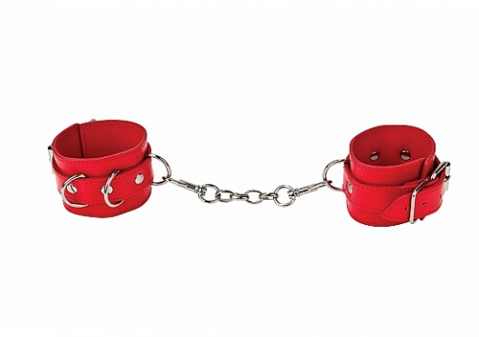 Красные кожаные наручники с заклёпками - Shots Media BV - купить с доставкой в Тюмени