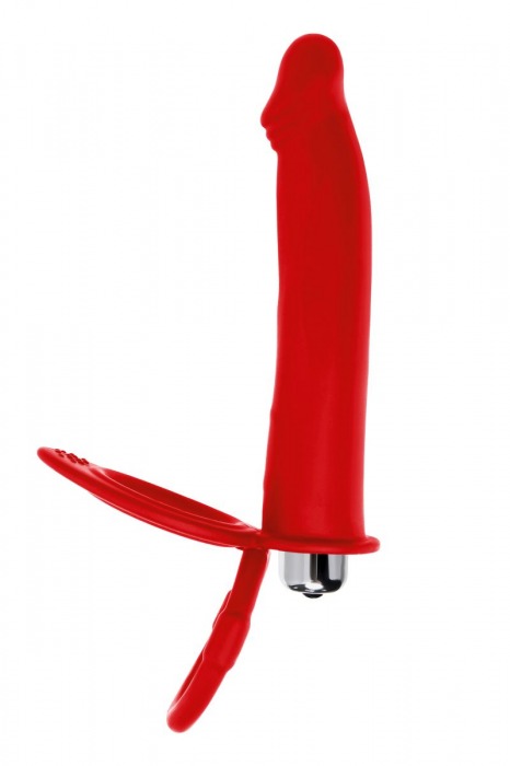 Красная насадка на пенис для двойного проникновения - 19 см. - ToyFa - купить с доставкой в Тюмени