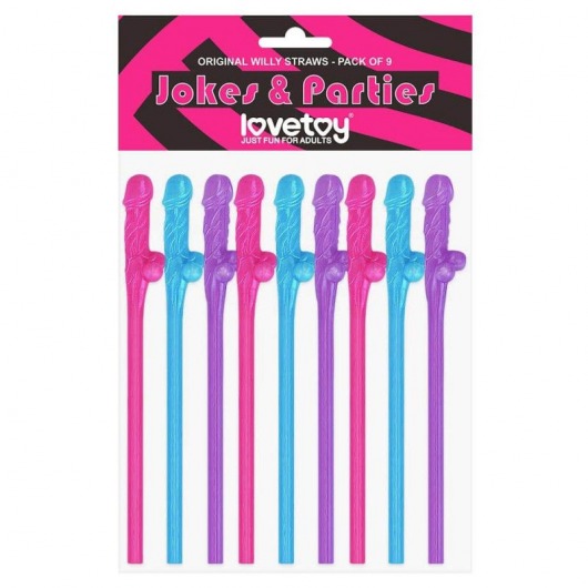 Разноцветные сувенирные коктейльные трубочки с пенисами Original Willy Straws - 9 шт. - Lovetoy - купить с доставкой в Тюмени
