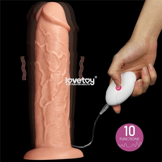 Телесный вибратор-гигант 11 Inch Realistic Long Vibrating Dildo - 28 см. - Lovetoy