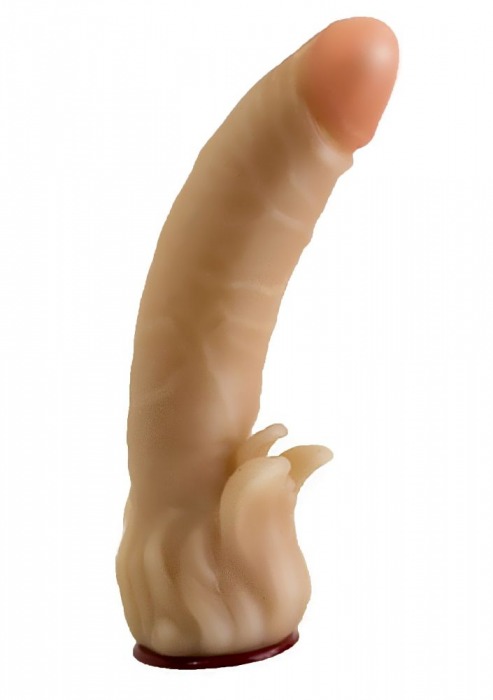 Телесная гелевая насадка-фаллос с клиторальными лепестками - 18,5 см. - LOVETOY (А-Полимер) - купить с доставкой в Тюмени