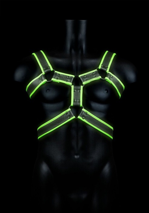 Стильная портупея Body Harness с неоновым эффектом - размер L-XL - Shots Media BV - купить с доставкой в Тюмени