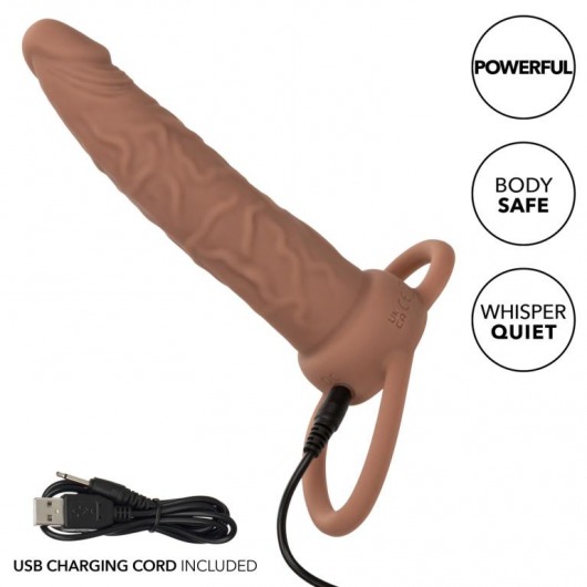 Коричневая перезаряжаемая вибронасадка для двойного проникновения Rechargeable Dual Penetrator - California Exotic Novelties - купить с доставкой в Тюмени