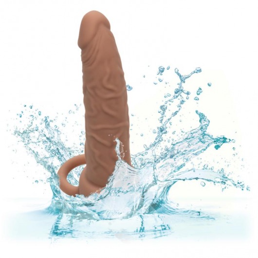 Коричневая перезаряжаемая вибронасадка для двойного проникновения Rechargeable Dual Penetrator - California Exotic Novelties - купить с доставкой в Тюмени