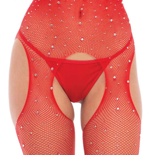 Комбинезон-сетка со стразами Sparkle Fishnet Crotchless Bodystocking - Rene Rofe купить с доставкой