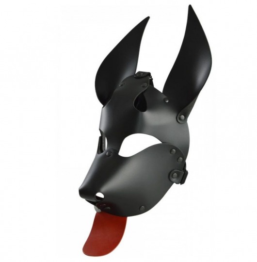 Черная кожаная маска  Дог  с красным языком - Sitabella - купить с доставкой в Тюмени