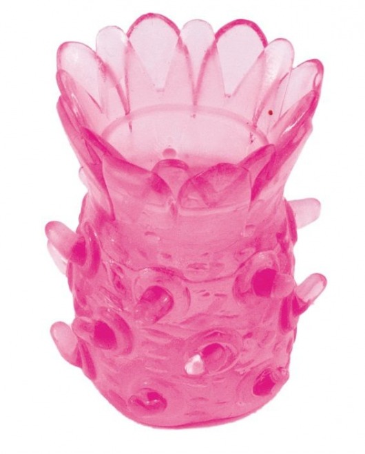 Розовая рельефная насадка на пенис - Toyfa Basic - в Тюмени купить с доставкой