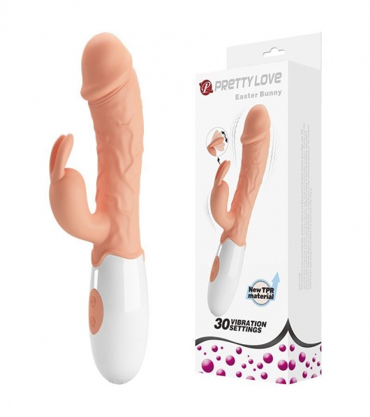 Телесный вибратор с клиторальным стимулятором Easter Bunny - 19,2 см. - Baile