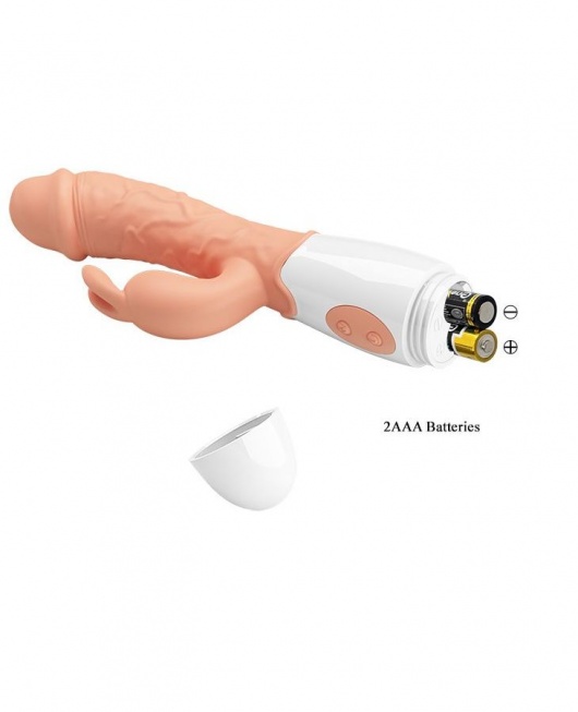 Телесный вибратор с клиторальным стимулятором Easter Bunny - 19,2 см. - Baile