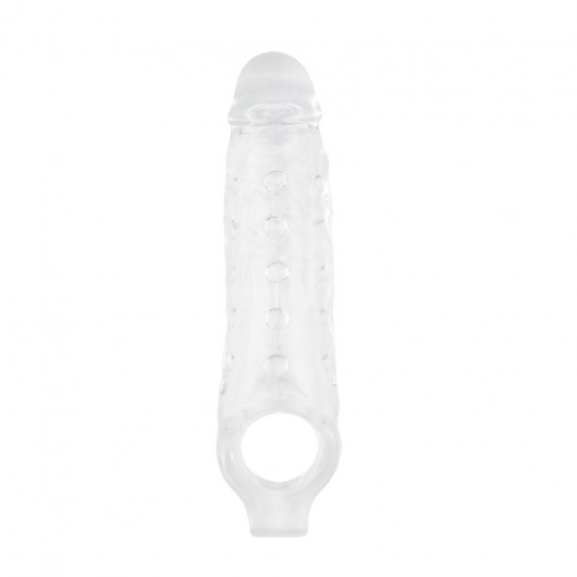Прозрачная насадка на пенис с подхватом Mighty Sleeve With Ball Loop - 22 см. - Chisa - в Тюмени купить с доставкой