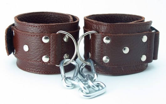 Коричневые кожаные наручники - БДСМ Арсенал - купить с доставкой в Тюмени