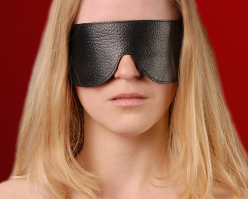Чёрная широкая кожаная маска на глаза - Sitabella - купить с доставкой в Тюмени