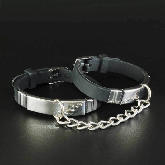 Черные силиконовые наручники с серебристой цепочкой - Sitabella - купить с доставкой в Тюмени