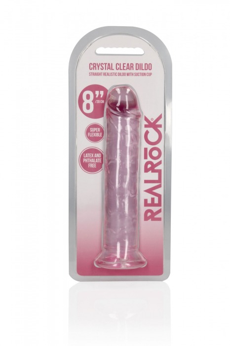 Розовый фаллоимитатор Crystal Clear на присоске - 22 см. - Shots Media BV