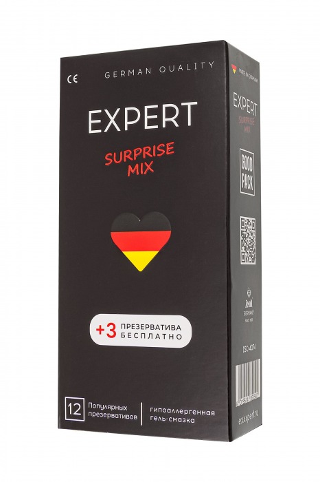 Презервативы EXPERT Surprise Mix - 12 шт.(+3 в подарок) - Expert - купить с доставкой в Тюмени