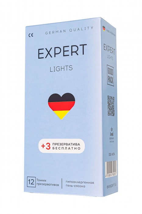 Ультратонкие презервативы EXPERT Lights - 12 шт.(+3 в подарок) - Expert - купить с доставкой в Тюмени