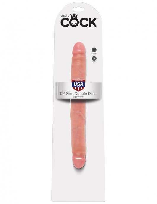 Телесный двусторонний фаллоимитатор 12  Slim Double Dildo - 30 см. - Pipedream