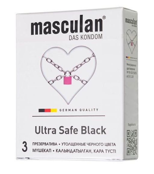 Ультрапрочные презервативы Masculan Ultra Safe Black - 3 шт. - Masculan - купить с доставкой в Тюмени
