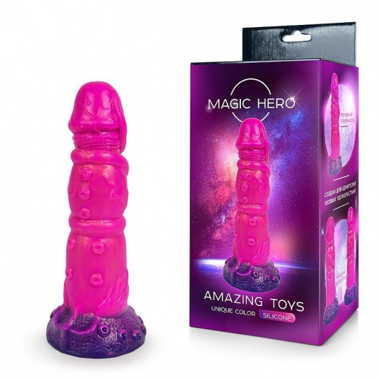 Розовый рельефный фантазийный фаллоимитатор - 20 см. - Bior toys - купить с доставкой в Тюмени