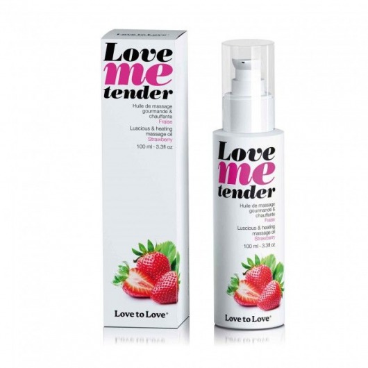 Съедобное согревающее массажное масло Love Me Tender Strawberry с ароматом клубники - 100 мл. - Love to Love - купить с доставкой в Тюмени
