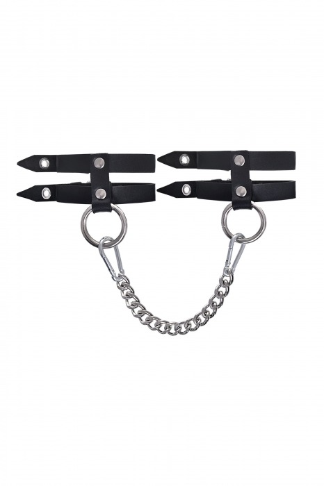 Черные однослойные кожаные оковы из двух ремешков - Pecado - купить с доставкой в Тюмени
