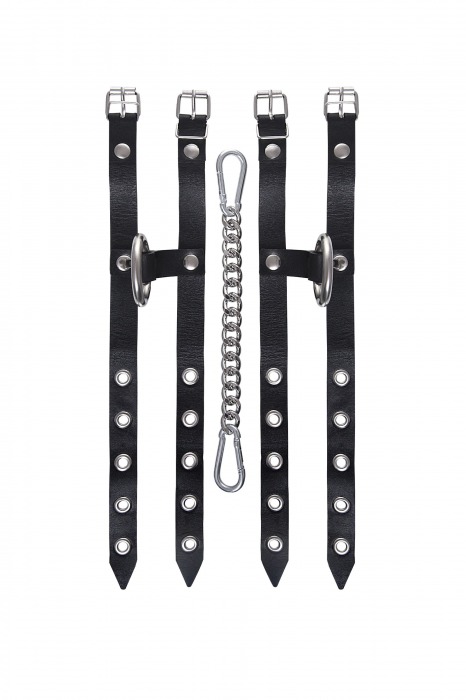 Черные однослойные кожаные оковы из двух ремешков - Pecado - купить с доставкой в Тюмени