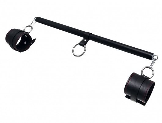 Черная распорка для ног с кожаными манжетами - Pecado - купить с доставкой в Тюмени