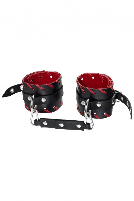 Черно-красные оковы из натуральной кожи - Pecado - купить с доставкой в Тюмени