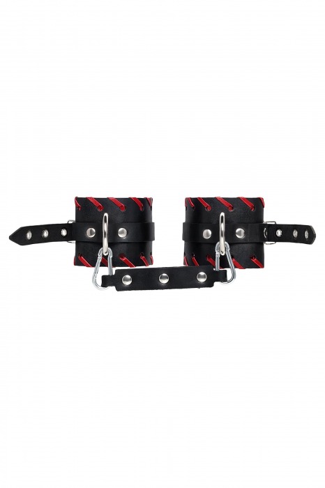 Черно-красные оковы из натуральной кожи - Pecado - купить с доставкой в Тюмени