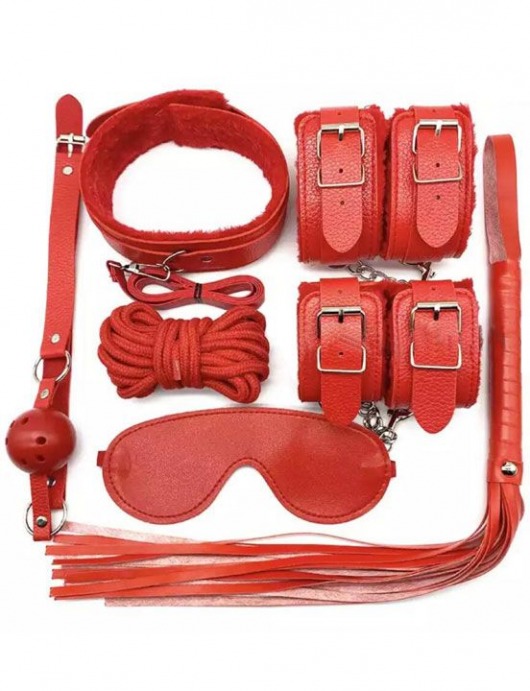 Большой БДСМ-набор из 7 предметов в красном цвете - Eroticon - купить с доставкой в Тюмени