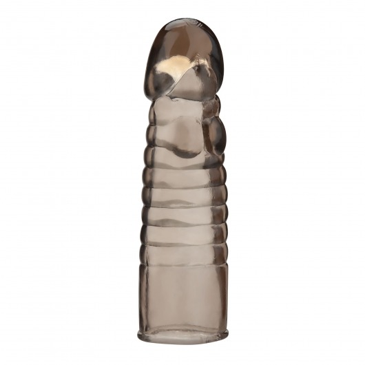 Дымчатая насадка-удлинитель Ribbed Realistic Penis Enhancing Sleeve Extension - 15,2 см. - BlueLine - в Тюмени купить с доставкой