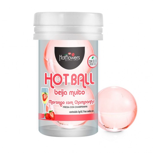 Лубрикант на масляной основе Hot Ball Beija Muito с ароматом клубники и шампанского (2 шарика по 3 гр.) - HotFlowers - купить с доставкой в Тюмени