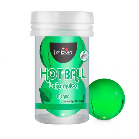 Лубрикант на масляной основе Hot Ball Beija Muito с ароматом мяты (2 шарика по 3 гр.) - HotFlowers - купить с доставкой в Тюмени