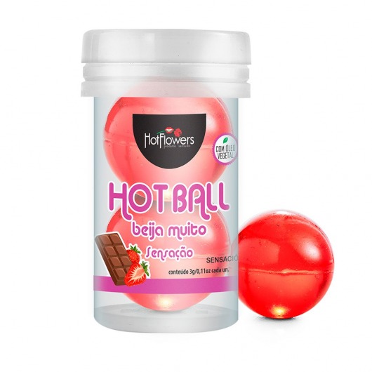 Лубрикант на масляной основе Hot Ball Beija Muito с ароматом шоколада и клубники (2 шарика по 3 гр.) - HotFlowers - купить с доставкой в Тюмени