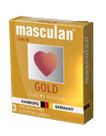 Презервативы Masculan Ultra Gold с золотым напылением и ароматом ванили - 3 шт. - Masculan - купить с доставкой в Тюмени