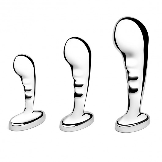 Набор из 3 стальных стимуляторов простаты Stainless Steel P-spot Training Set - b-Vibe - в Тюмени купить с доставкой