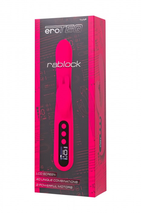 Ярко-розовый вибратор с клиторальной стимуляцией Rablock - 23,5 см. - ToyFa
