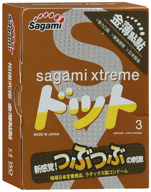 Презервативы Sagami Xtreme FEEL UP с точечной текстурой и линиями прилегания - 3 шт. - Sagami - купить с доставкой в Тюмени