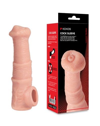 Телесная фантазийная насадка на член Cock Sleeve Size M - KOKOS - в Тюмени купить с доставкой