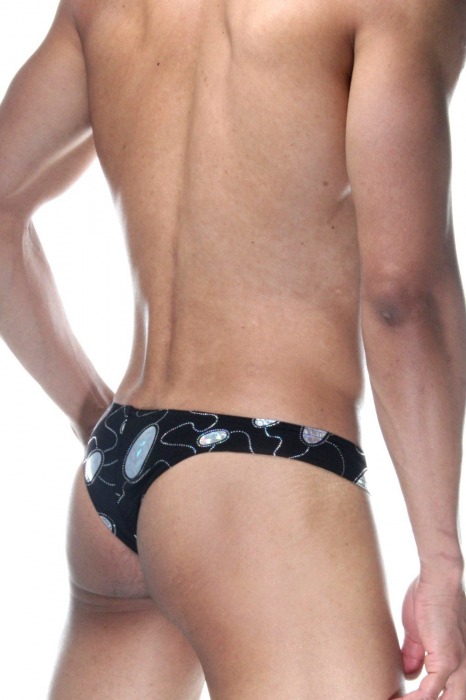 Черные мужские трусы-бразилиана с голографическими элементами - Don Moris купить с доставкой