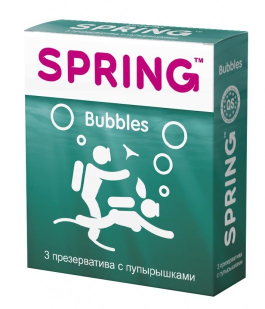 Презервативы SPRING BUBBLES с пупырышками - 3 шт. - SPRING - купить с доставкой в Тюмени
