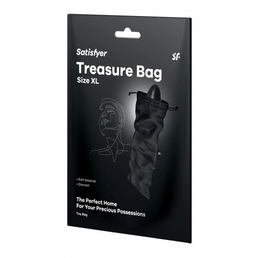 Черный мешочек для хранения игрушек Treasure Bag XL - Satisfyer - купить с доставкой в Тюмени
