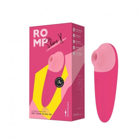 Розовый бесконтактный клиторальный стимулятор Romp Shine X - ROMP