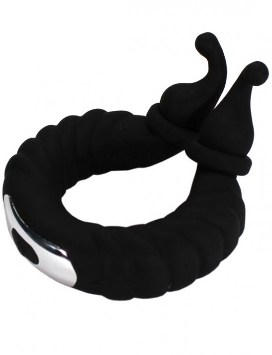 Черное эрекционное виброкольцо Snail с усиками - Eroticon - в Тюмени купить с доставкой