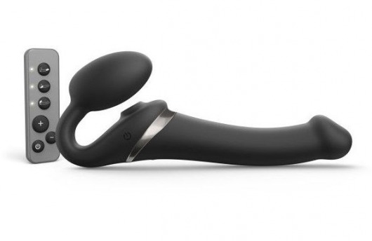 Черный безремневой страпон Multi Orgasm Size M с клиторальной стимуляцией - Strap-on-me - купить с доставкой в Тюмени
