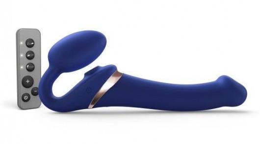 Синий безремневой страпон Multi Orgasm Size M с клиторальной стимуляцией - Strap-on-me - купить с доставкой в Тюмени