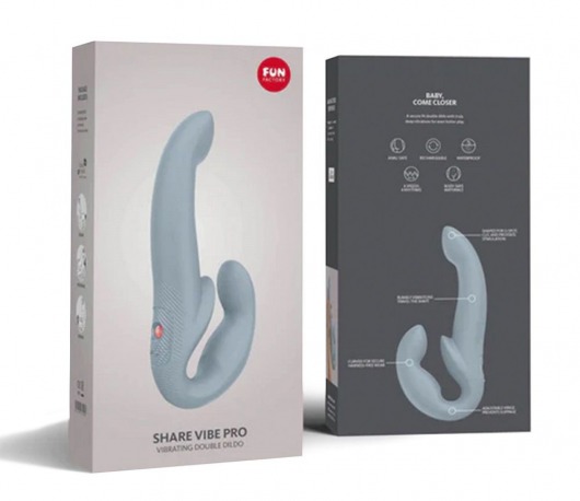 Серый безремневой страпон Share Vibe Pro - Fun Factory - купить с доставкой в Тюмени