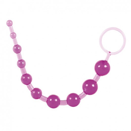 Фиолетовая анальная цепочка с ручкой-кольцом - 25 см. - Toy Joy