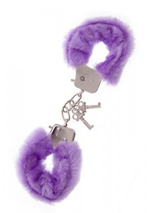 Фиолетовые меховые наручники METAL HANDCUFF WITH PLUSH LAVENDER - Dream Toys - купить с доставкой в Тюмени