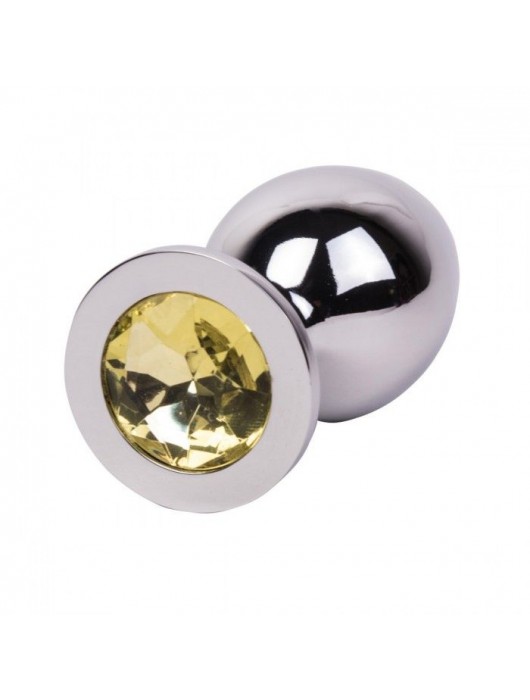 Большой стальной плаг с желтым кристаллом Sweet Lemon - 9,5 см. - Erotic Fantasy - купить с доставкой в Тюмени